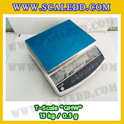 เครื่องชั่งน้ำหนักดิจิตอล พิกัดน้ำหนัก 15กิโลกรัม ยี่ห้อ TSCALE รุ่น QHW ความละเอียด0.5g (เครื่องชั่งผ่านตรวจรับรองจากสำนักชั่งตวงวัด)