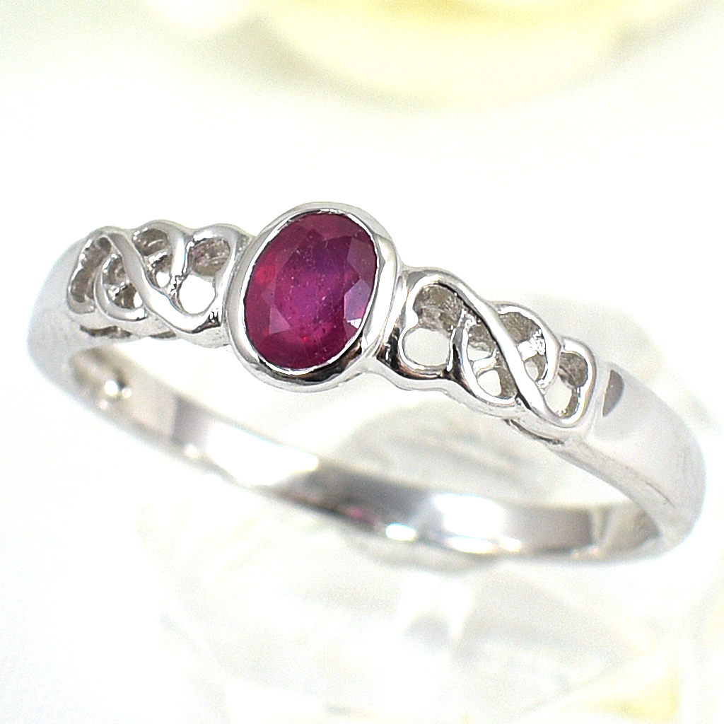 แหวนเงินแท้ราคาถูกชุบทองคำขาว ทับทิมแท้ 0.60 กะรัต งานประณีตสวยงาม สั่งผลิตค่ะ