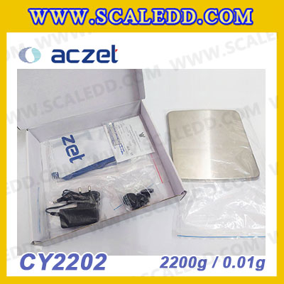 เครื่องชั่ง aczet CY2202 precision balance 2200gx0.01g เครื่องชั่งทศนิยม 2 ตำแหน่ง เครื่องชั่งละเอียดสูง2200g เครื่องชั่งน้ำหนัก2200g พิกัด 2200g ค่าละเอียด 0.01g เครื่องชั่งยี่ห้อ Aczet รุ่น CY2202