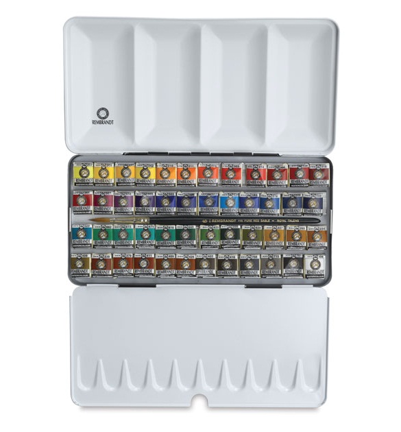 ชุดสีน้ำกล่องโลหะ Rembrandt 48สี พร้อมพู่กัน