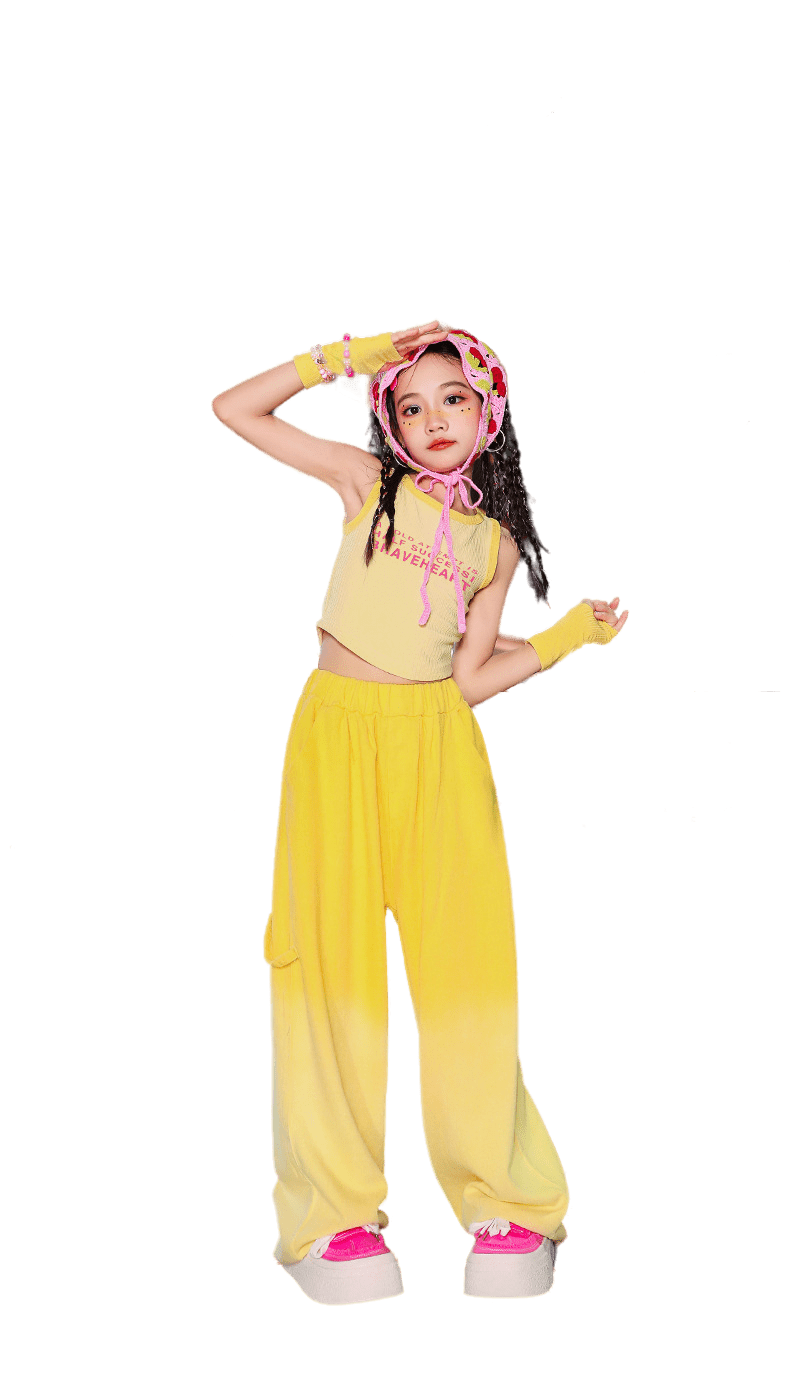 พร้อมส่ง ชุดเต้น เซ็ตเสื้อเอวลอย+กางเกงเอวพับขายาว พร้อมปลอกแขน