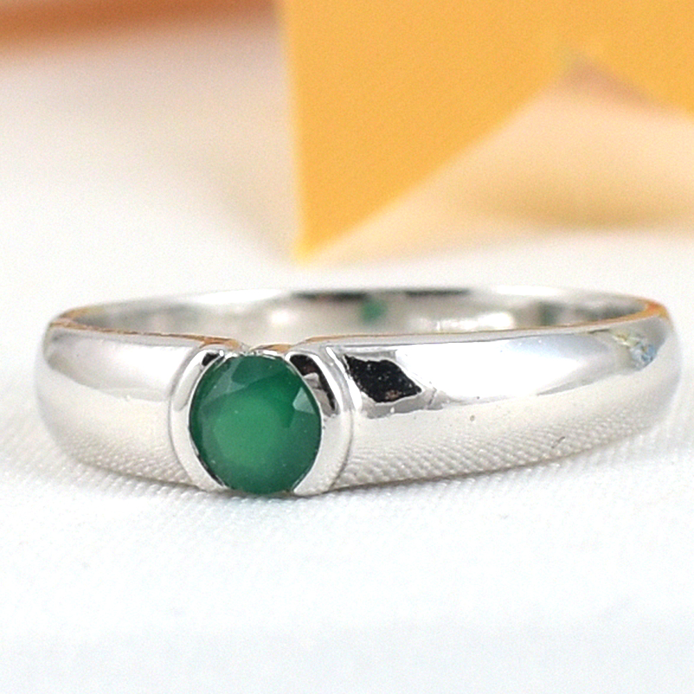 แหวนเงินแท้ราคาถูกชุบทองคำขาว พลอยแท้กรีนอะเกท 0.24 กะรัต งานประณีตสวยงาม สั่งผลิตค่ะ