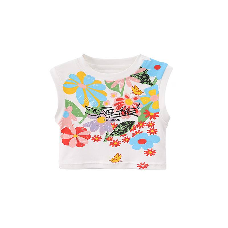 สินค้าพร้อมส่ง ***ชุดเต้น แขนกุดสีขาว+ปลอกแชย+กระโปรงระบายชั้นสีรุ้ง