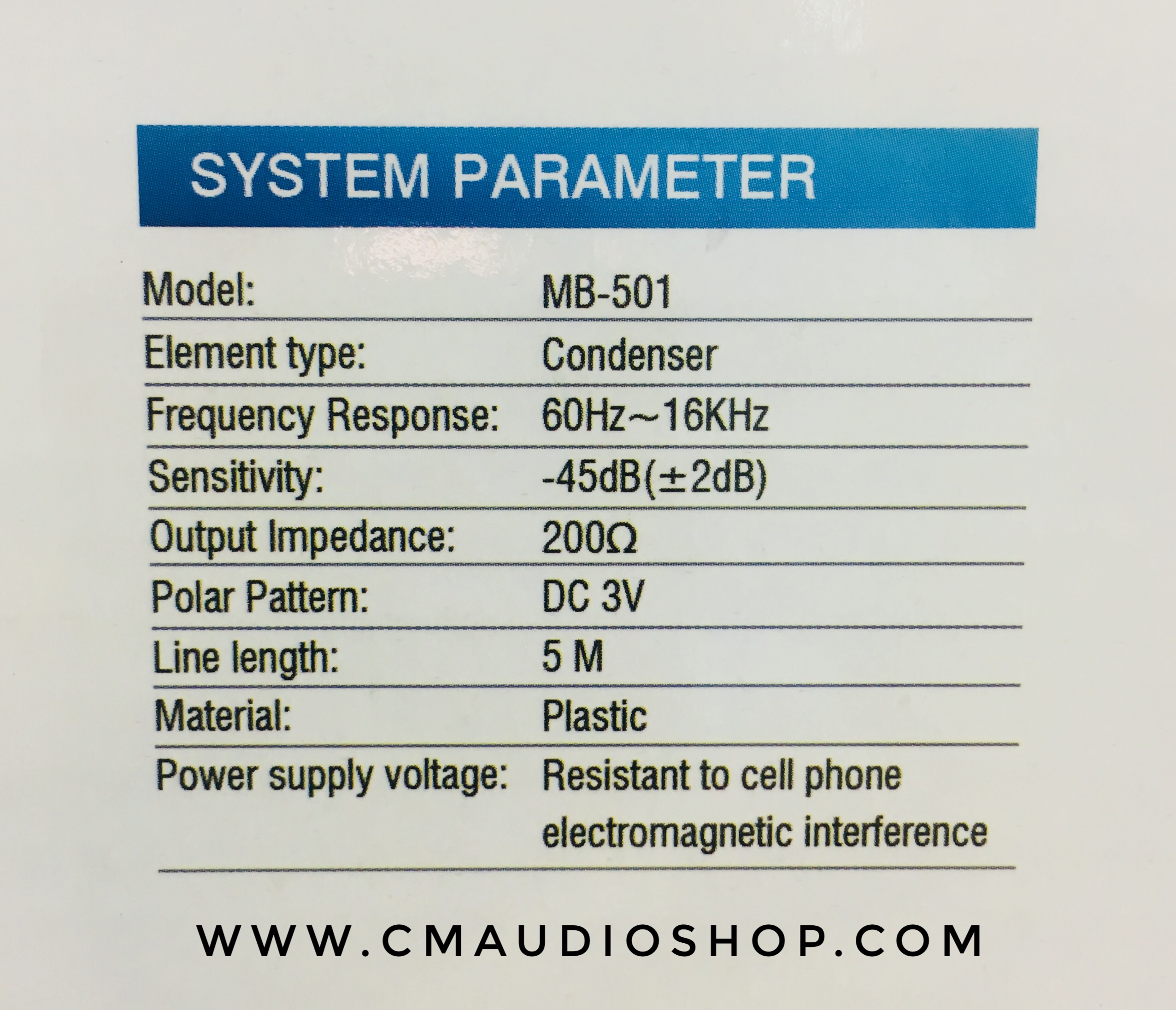 ไมค์ประชุม MBA MB-501 (แบบคอสั้น)