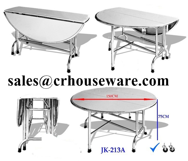 โต๊ะกลมผีเสื้อพับ 3 ตอนพับขาโค้งตั้งได้ (150 ซม). 075-JK-213A