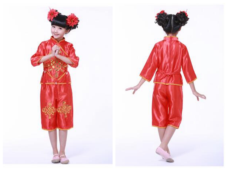 ชุดฮ่องเต้ เด็กผู้หญิงขลิบแดงสีเหลือง