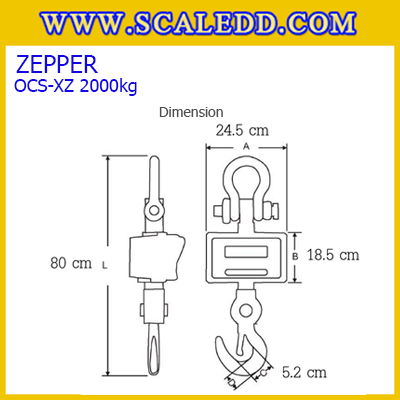 เครื่องชั่งแขวน2ตัน เครื่องชั่งดิจิตอลแบบแขวน2000kg ค่าละเอียด 1kg รุ่น OCS-XZ (เครื่องชั่งมีใบผ่านตรวจรับรองจากสำนักชั่งตวงวัด)
