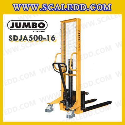 รถยกสูง stacker รถ stacker hand stacker รถยกสูง มือโยก 500 กก. งายาว 1060 มม. ยกสูง 1600 มม. ยี่ห้อ JUMBO รุ่น SDJA500