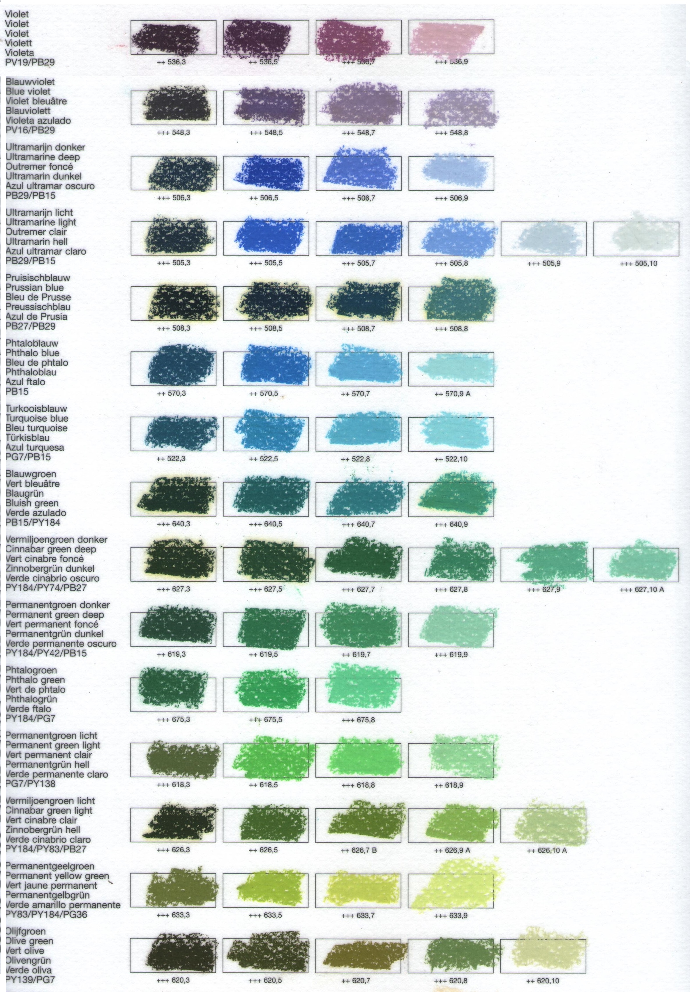 สีชอล์ค Rembrandt Soft Pastel - โทนเย็น(Cool Tone)