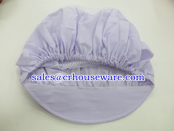 หมวกทรงแก็บด้านหลังเป็นตะข่าย มีระบาย สีขาว 044-TMV-2098