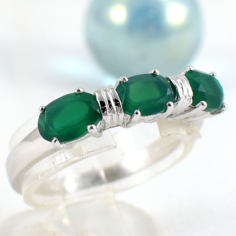 แหวนเงินแท้ราคาถูกชุบทองคำขาว พลอยแท้กรีนอะเกท 1.26 กะรัต งานประณีตสวยงาม สั่งผลิตค่ะ