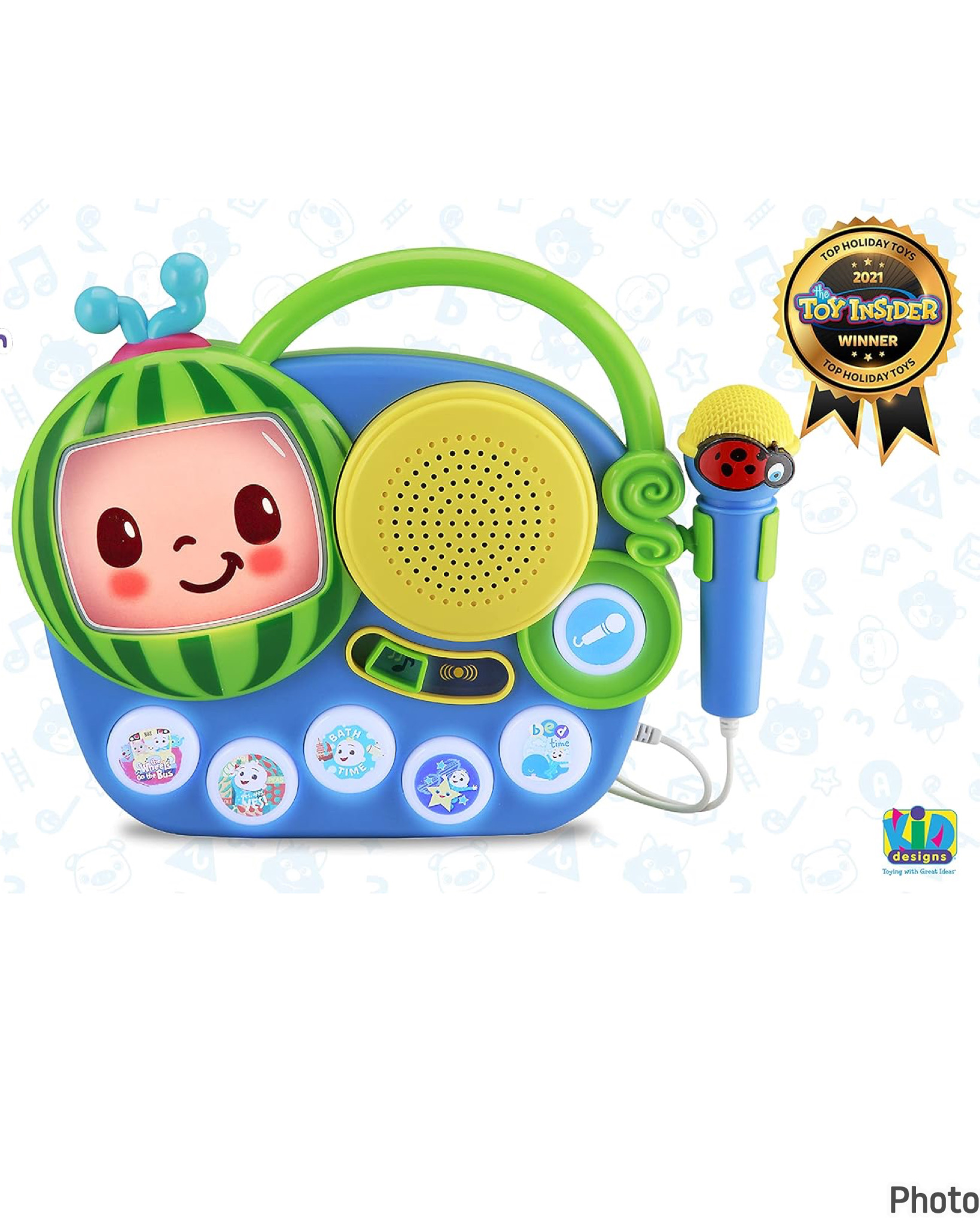 eKids Auxiliary Cocomelon Toy Singalong Boombox with Microphone for Toddlers