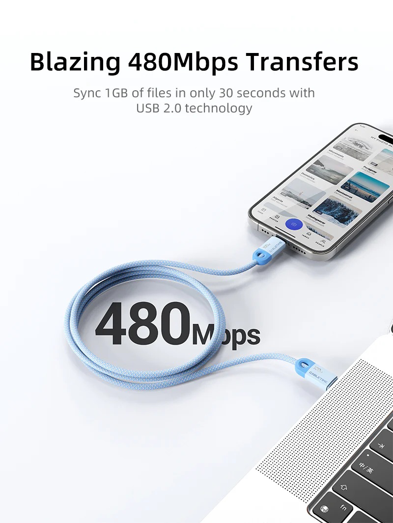 100W USB C to C Fast Charger Cable PD3.0/QC3.0 สายถัก 2M for Macbook, Smartphone, Laptop by Cabletime