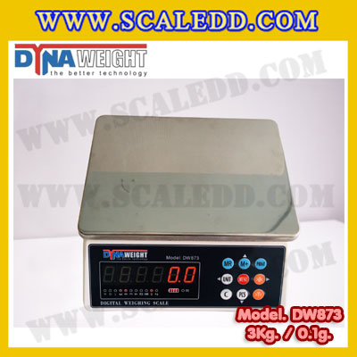 เครื่องชั่งดิจิตอล พิกัดน้ำหนัก 3kg ค่าละเอียด 0.1g ยี่ห้อ Dynaweight รุ่น DW873