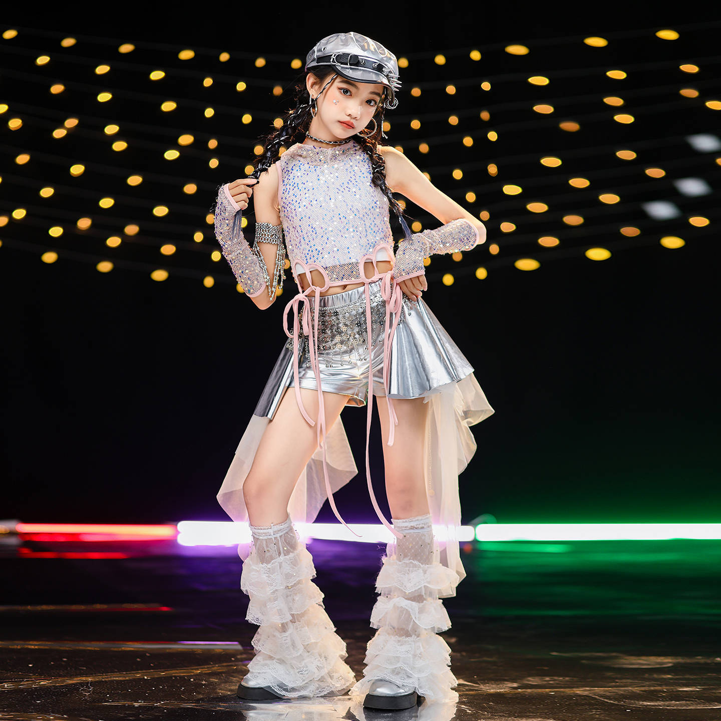 friendly4kid ชุดเต้น HipHop Kidsเสื้อ+กางเกงหางปลา jazz dance kids