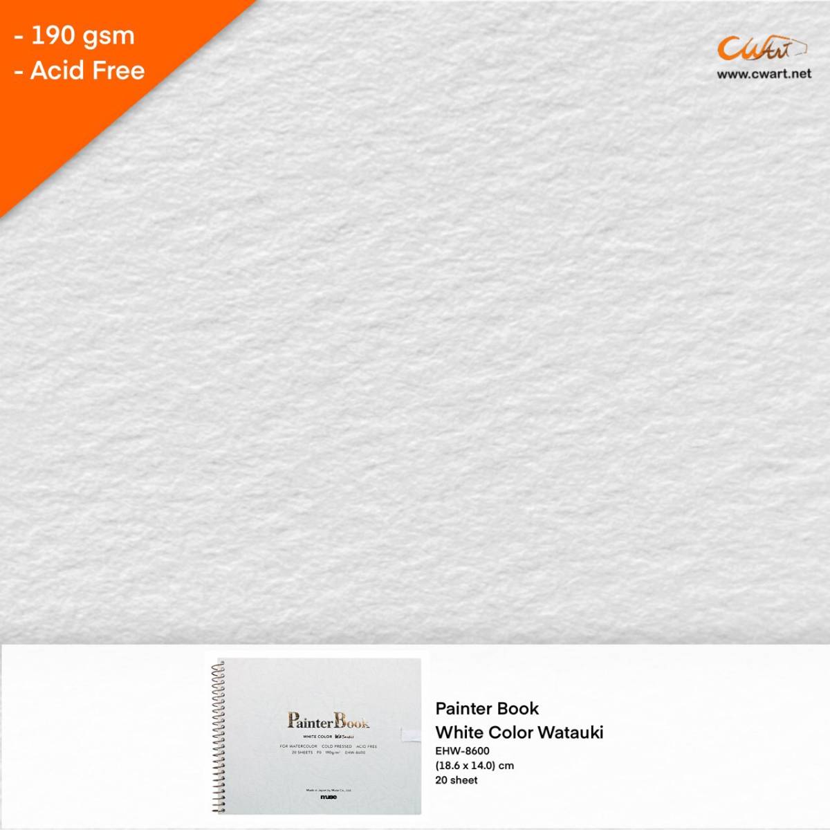 สมุด Muse White Color Wataukii Painter 190g 20แผ่น 18.6 x 14ซม.