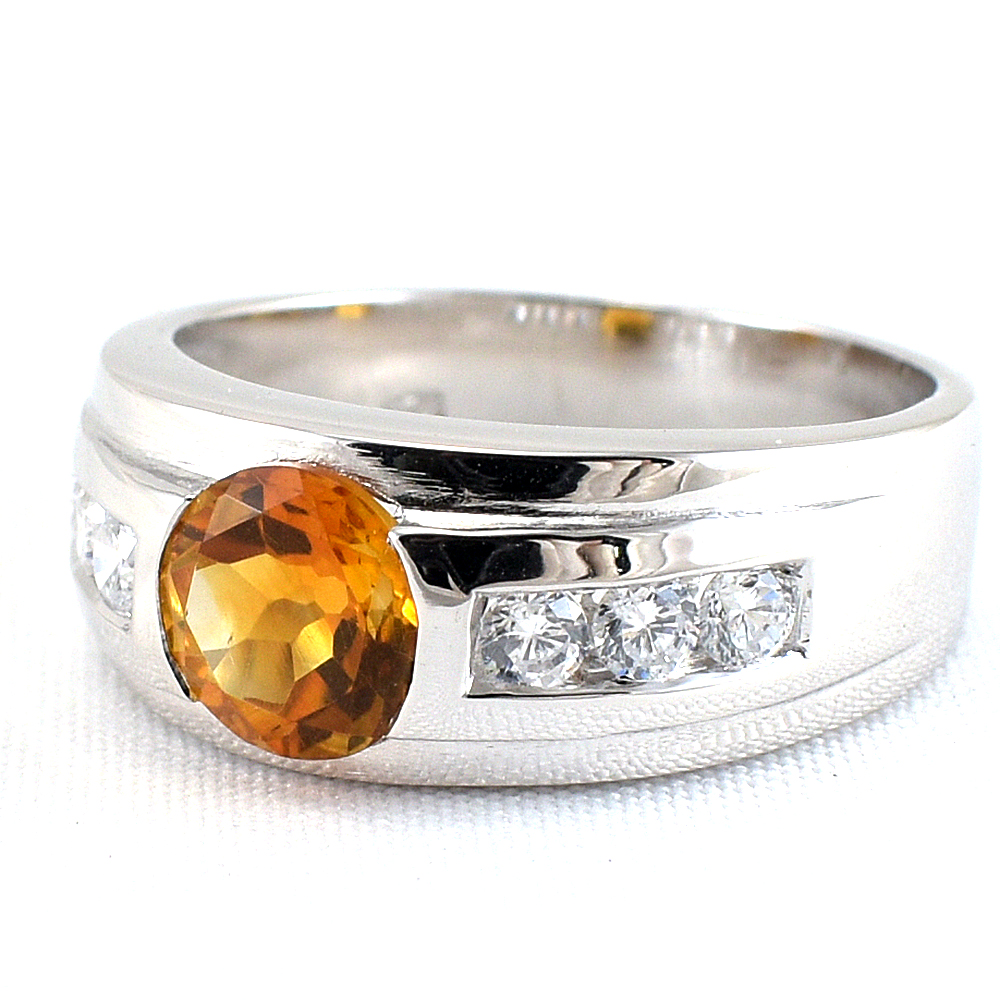 แหวนเงินแท้ราคาถูกชุบทองคำขาว ซิทรินแท้ 1.55 กะรัต งานประณีตสวยงาม สั่งผลิตค่ะ