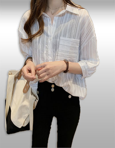 เสื้อเชิ๊ตแฟชั่นใส่ทำงานสวยๆ มี2สี รหัส2283