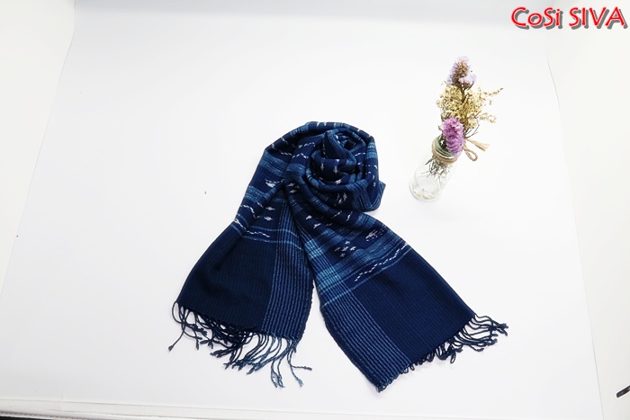 ผ้าพันคอผ้าฝ้ายย้อมคราม(Scarf - cotton dyeindigo