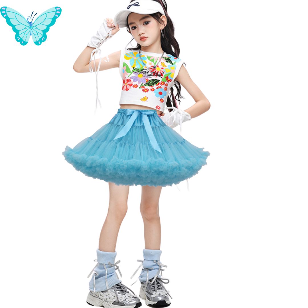 พร้อมส่ง กระโปรงTUTU พองฟู กระโปรงเด็ก พองฟู ติดริบบิ้นโบว์ พร้อมเสื้อและถุงมือ