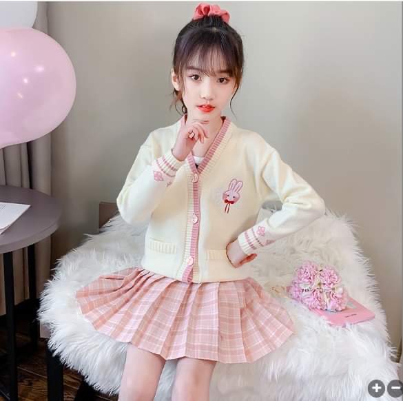 F-กันหนาว: เสื้อกันหนาวเด็ก ไหมพรม คาดิแกน สีพาสเทล