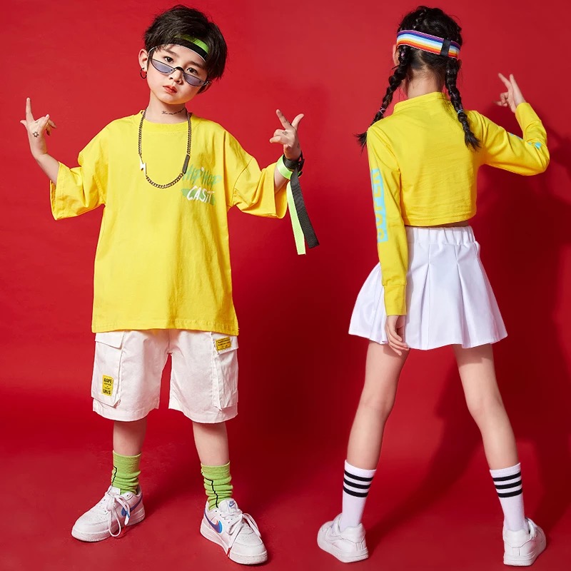 ชุดเต้น ชุดฮิปฮอป เซ็ตสีเหลือง