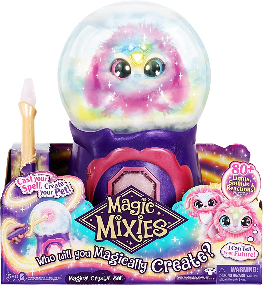 Magic Mixies Magical Misting Crystal Ball with Interactive 8 inch Pink Plush Toy and 80+ Sounds and Reactions