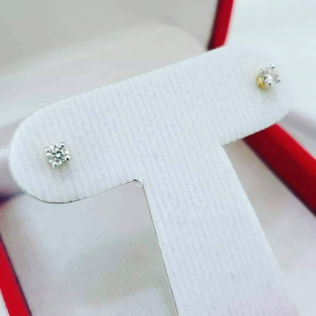 พร้อมส่งและสั่งผลิตต่างหูเพชรแท้เม็ดเดี่ยว แต่งงาน หมั้น ใส่เที่ยว ออกงาน ทองคำ 9K เพชรแท้ 0.10 กะรัต 2 เม็ด ราคาถูกมาก ส่งฟรี