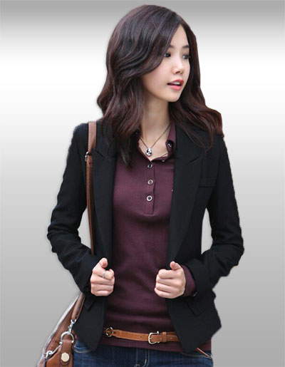 เสื้อสูทผู้หญิงสีดำสไตล์เรียบหรู มี3ไซส รหัส2385