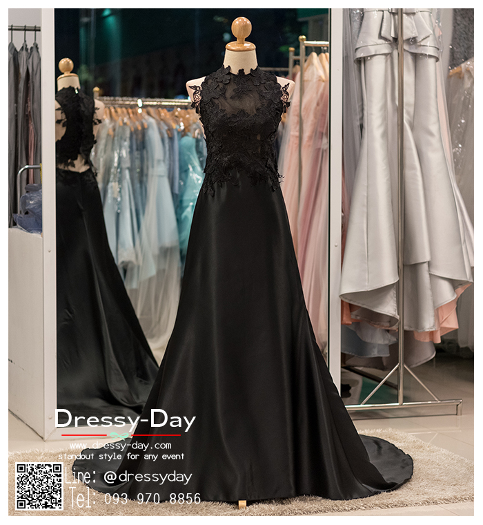 รหัส ชุดราตรียาว : bb024 ชุดแซก ชุดราตรี สีดำ แขนกุดเรียบหรู เซ็กซี่ซีทรูหน้าอก เหมาะใส่ออกงานกลางคืน งานคอกเทล กระโปรงบาน