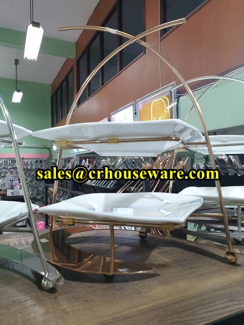 ชั้นโชว์อาหาร 2 ชั้น สีพิงค์โกลด์ รหัสสินค้า 005-STK-2800