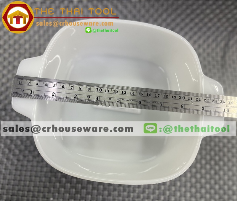 โถข้าวเหลี่ยมพร้อมฝา เนื้อมุก ขนาด 8 นิ้ว ลายมุก (ไม่เขียนขอบทอง)