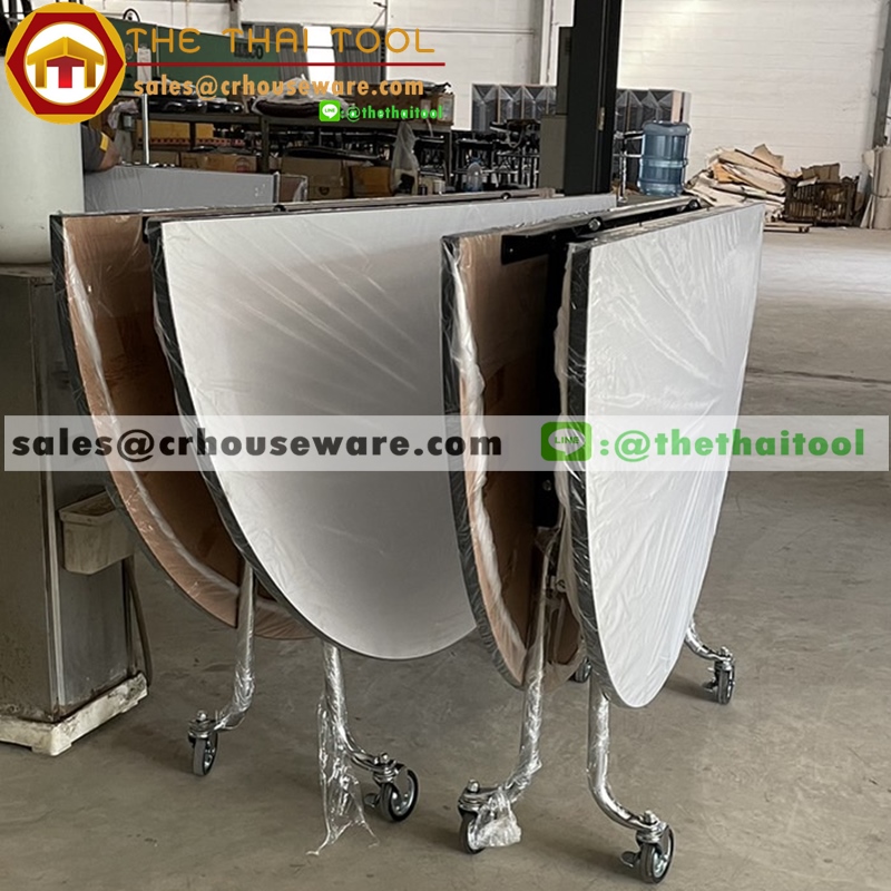 โต๊ะพับหน้าโฟไม้ก้าขาว-กลม 180 ซม. 72 " รหัส 015-TFR-72