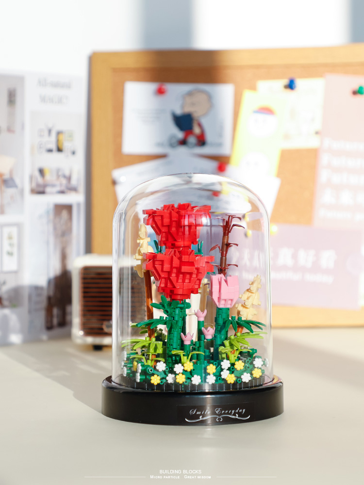 เลโก้นาโน Red Rose and Display Box(ต้นกุหลาบแดงพร้อมโคมครอบ) Size Jumbo