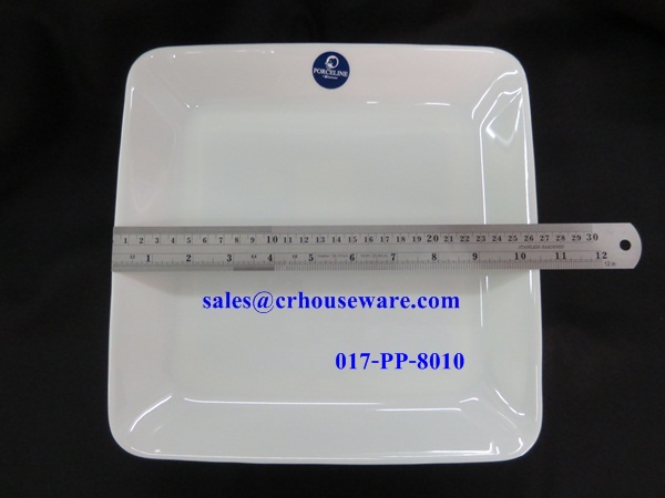 Porceline จานสี่เหลี่ยมมุมมน 10.5 นิ้ว 017-PP-8010,10.5 inch square corner plate