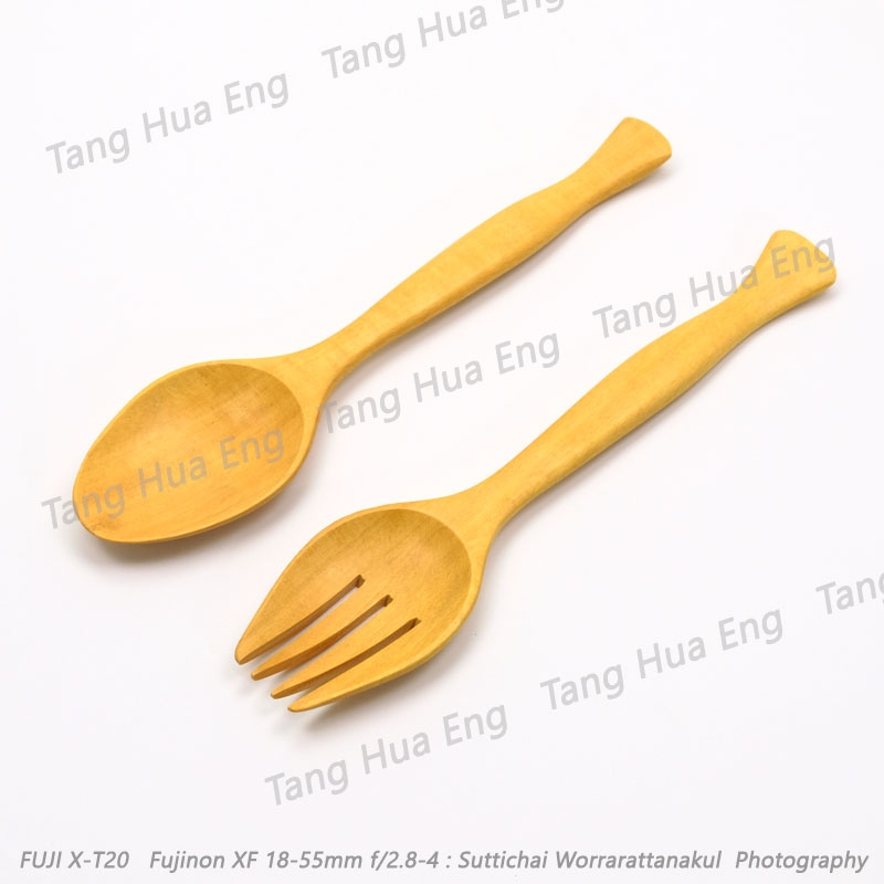 ช้อนส้อมสลัดยาว ไม้ยาง PMS