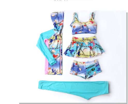 พร้อมส่ง ชุดว่ายน้ำ ผู้ใหญ่ เซ็ต4ชิ้น สีฟ้า สุดคุ้ม สามารถใส่แยกชิ้นได้