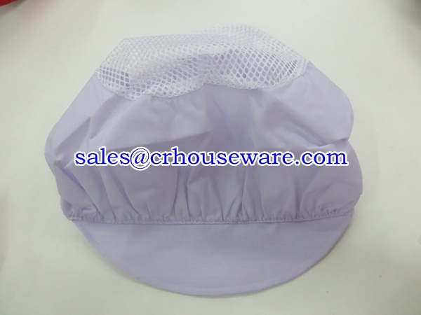 หมวกทรงแก็บด้านหลังเป็นตะข่าย มีระบาย สีขาว 044-TMV-2098