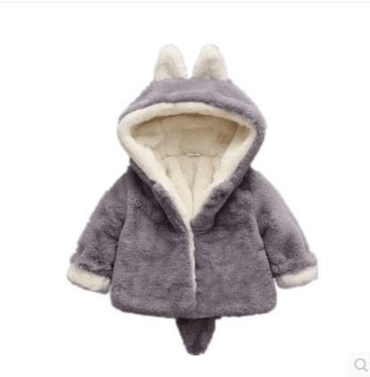 เสื้อกันหนาว บุขน สีเทา/สีชมพู