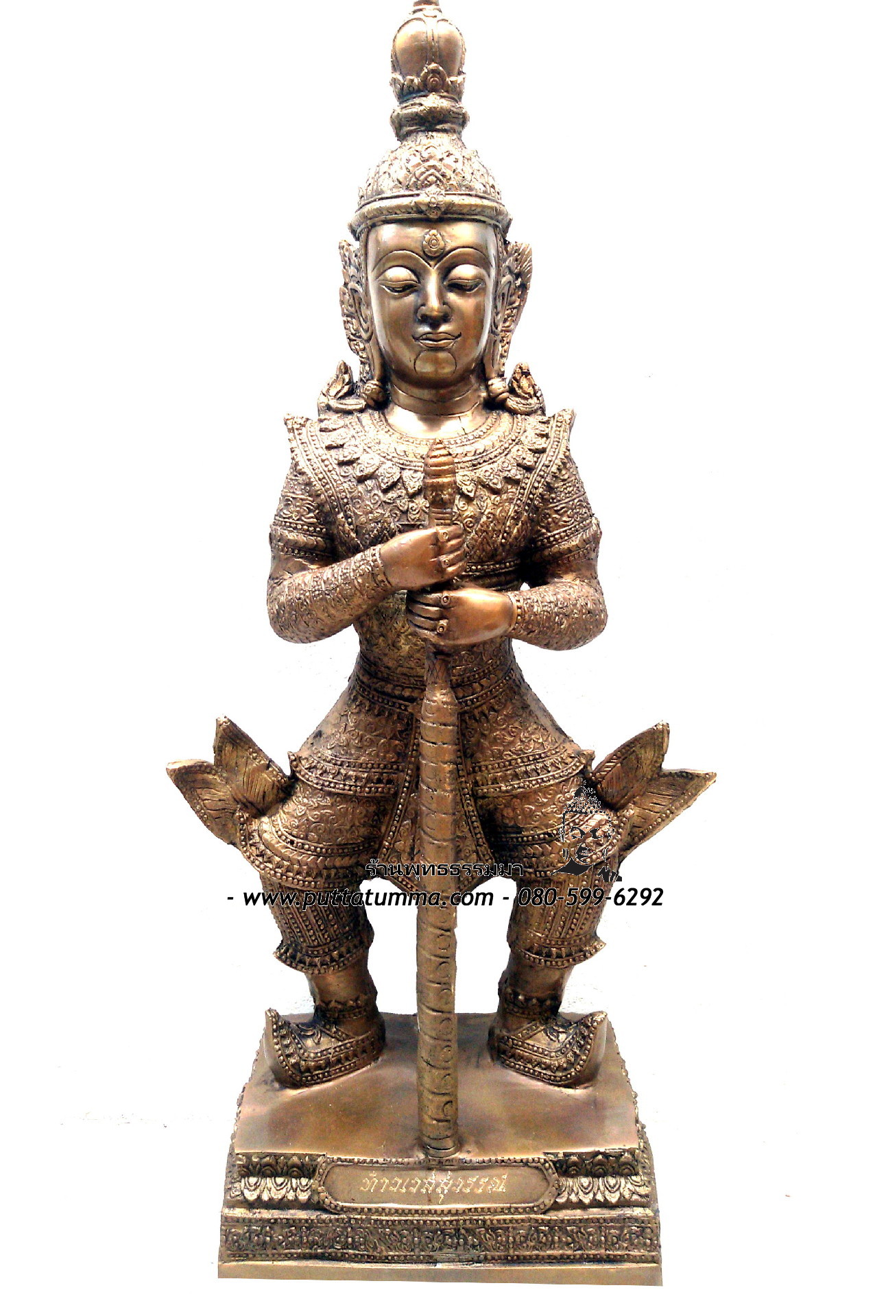 ท้าวเวสสุวรรณ หน้าเทพ เนื้อโลหะ ขนาด 12 นิ้ว สูง 24 นิ้ว