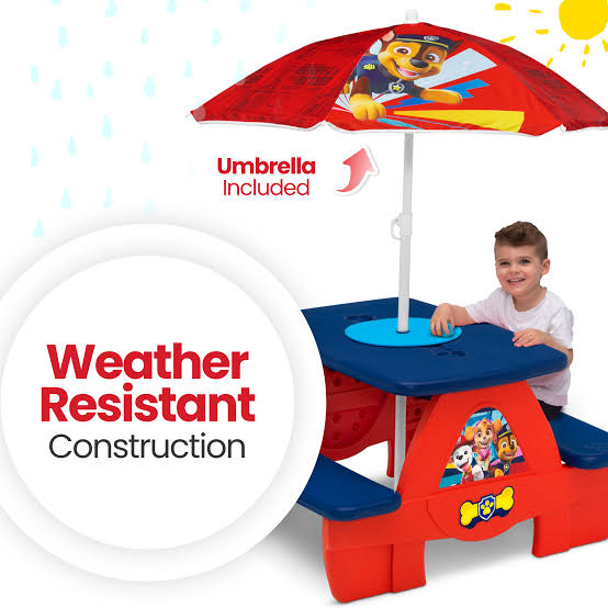 PAW Patrol Picnic Table with Block Baseplate & Cupholders