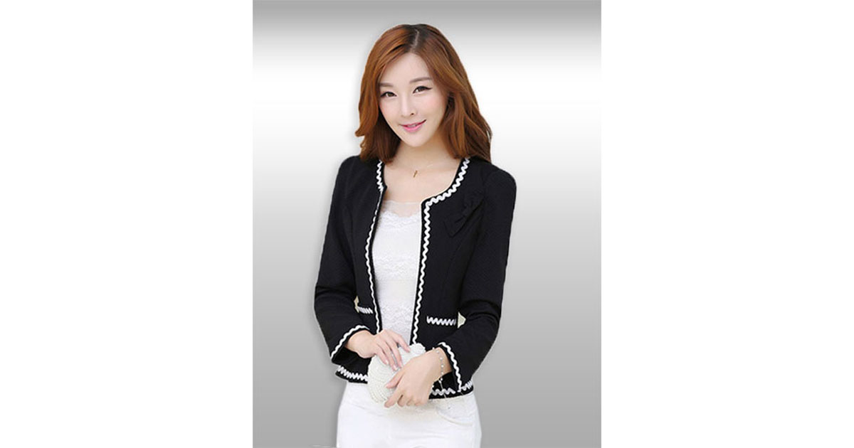 เสื้อคลุมแขนยาวสีดำสไตล์เกาหลีมี 5 ไซส รหัส1390
