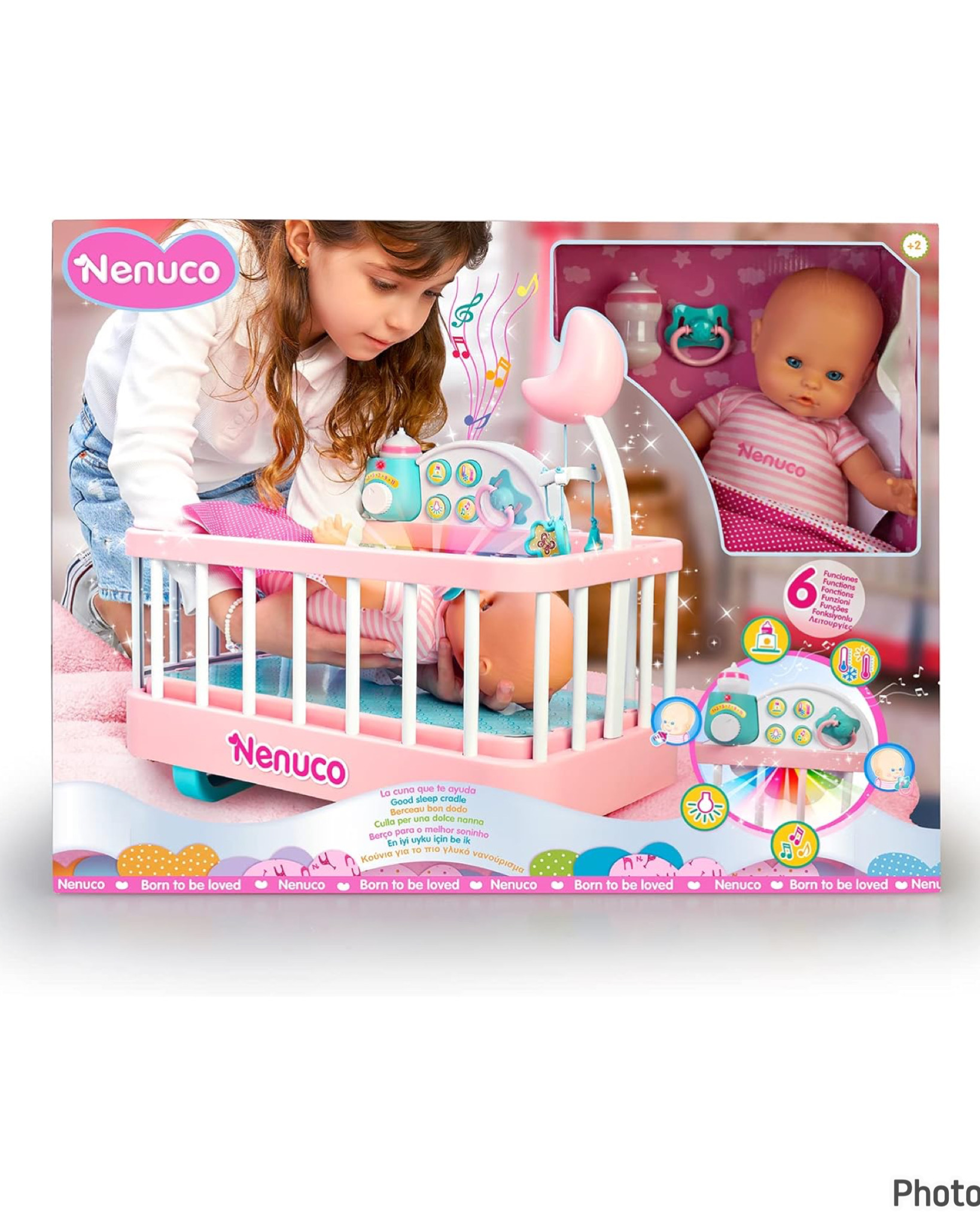 เปลเลี้ยงเด็กมาพร้อมกับตุ๊กตาขนาด 14 นิ้ว Nenuco Good Sleep Cradle with Baby Doll, Crib, and Accessories, 14” Doll