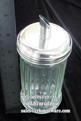 ขวดริ้วทรงตรงใส่น้ำตาลใหญ่ 11 ออนซ์ ตรงกลางมีช่องเทโดยตรง 005-US-S-310-1S
