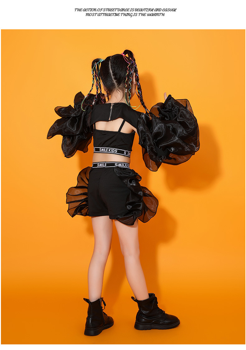 พร้อมส่ง***ชุดเต้น เสื้อแขนพองฟู ฟรุ้งฟริ้ง +กางเกงขาสั้น