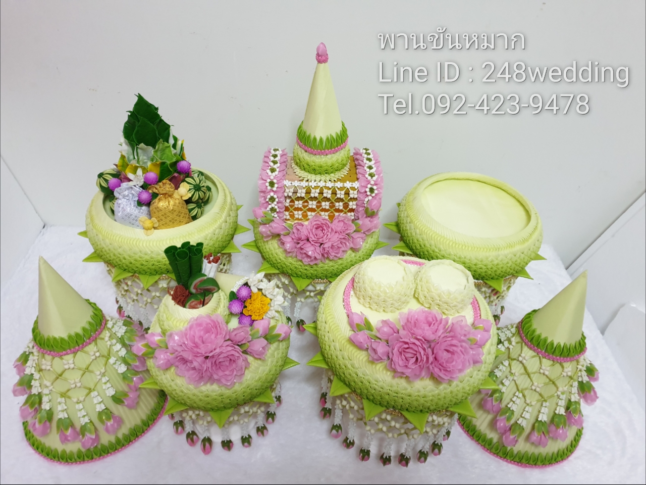 ให้เช่าพานขันหมาก (เขียวชมพู)