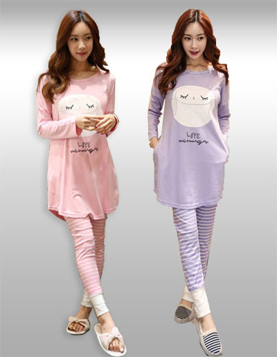 ชุดเซ็ทเสื้อลายนกฮูกกางเกงแต่งลายสุดน่ารัก มี2สี รหัส 2113