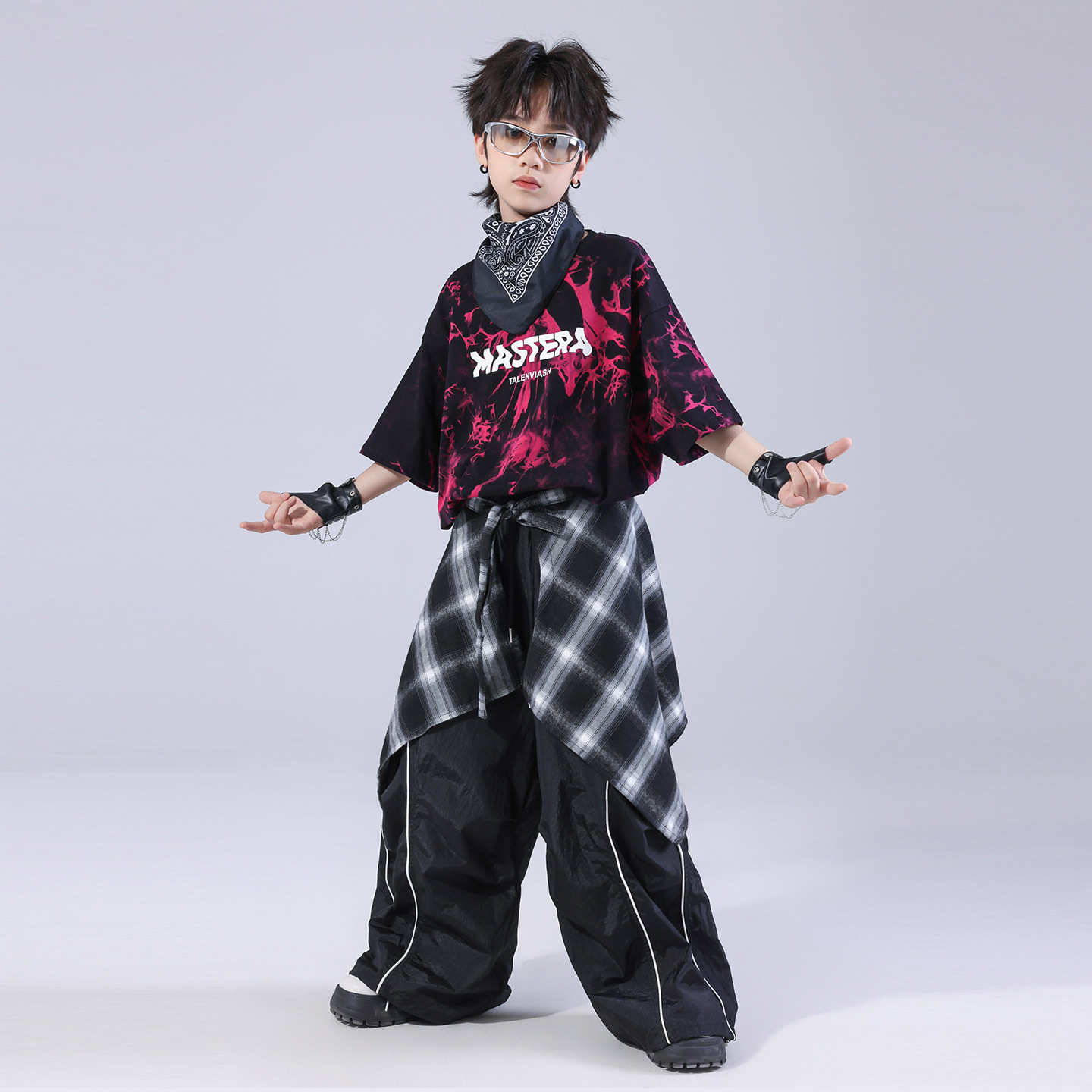 Friendly4kid ชุดเต้น เด็กชาย/หญิง ชุดเซ็ตเสื้อลายดำชมพู+กางเกงขายาวสไตล์แดนซ์**เปอดจอง