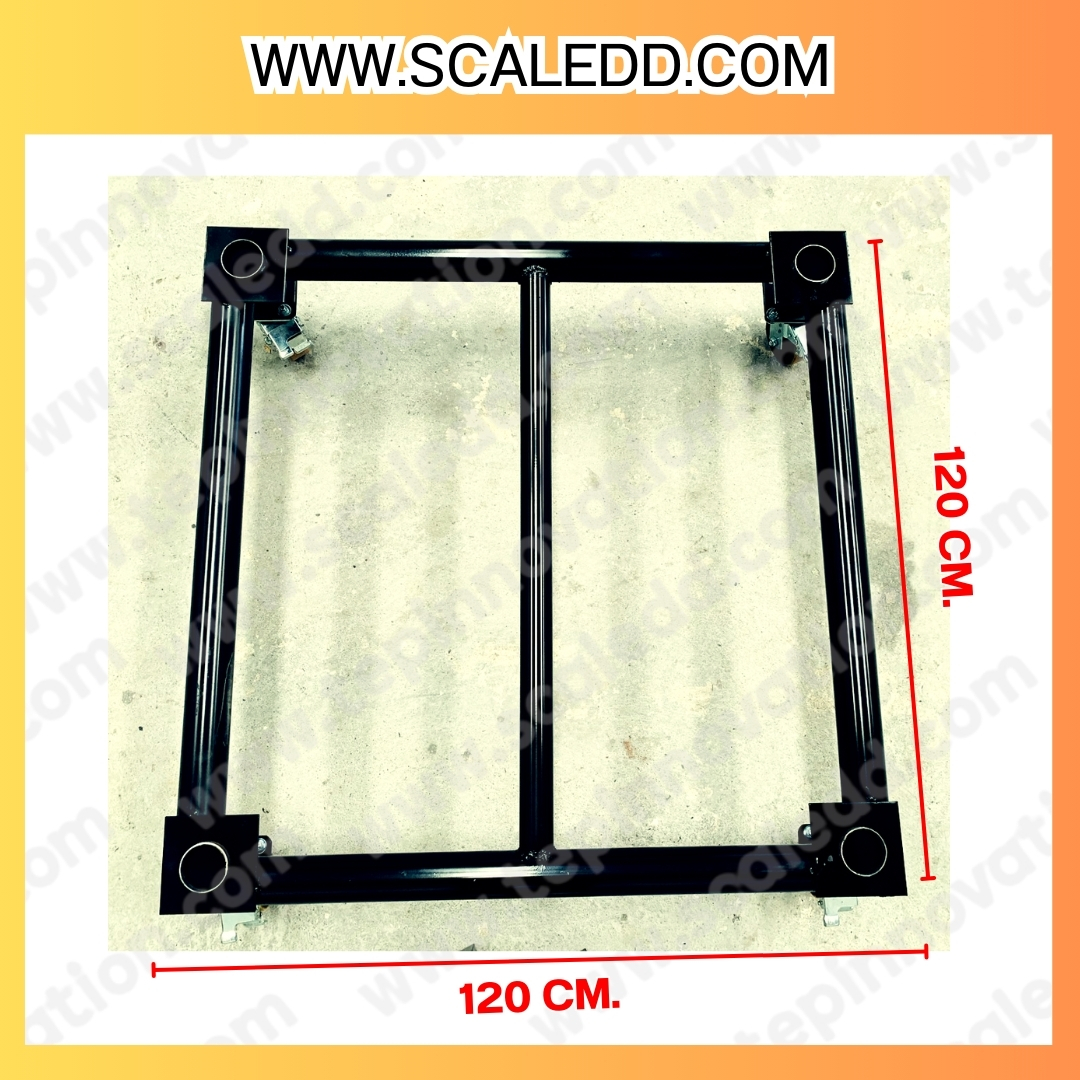 ฐานลองแท่นชั่งน้ำหนัก พร้อมล้อเลื่อน โครงสร้างทำจากเหล็ก ขนาด 120*120 ซม. สูงจากพื้น 35 ซม. น้ำหนัก 40 กิโลกรัม พร้อมล้อยูรีเทนสามารถล๊อคล้อได้ เคลื่อนย้ายได้