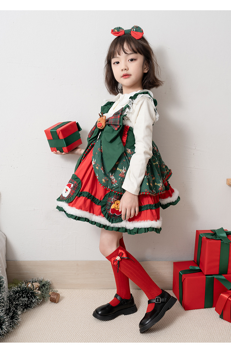 พร้อมส่ง ถุงเท้ายาว ถุงเท้าเด็ก สีแดง คริสมาสต์